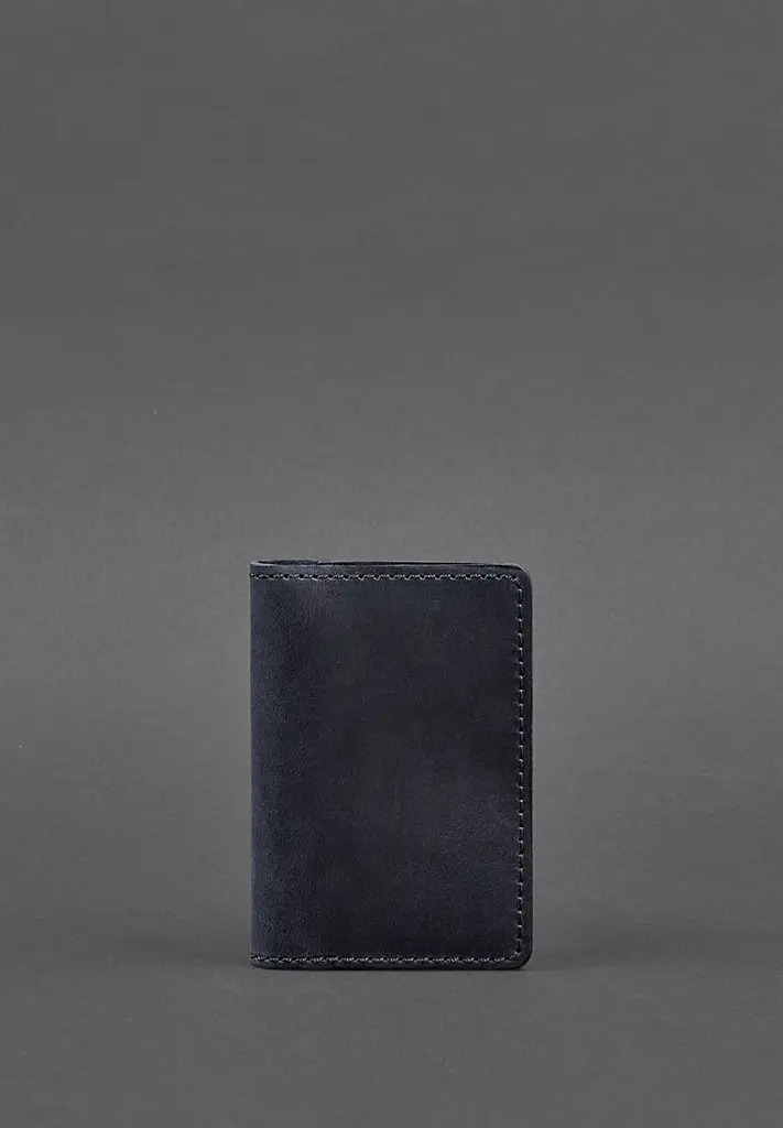 Шкіряний кард-кейс (візитниця) 6.0 синій Crazy Horse - фото 2