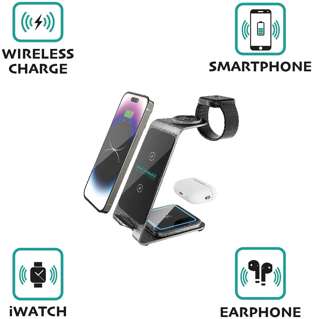 Магнітна бездротова зарядна станція 3-в-1 для iPhone, Apple Watch та AirPods - фото 7