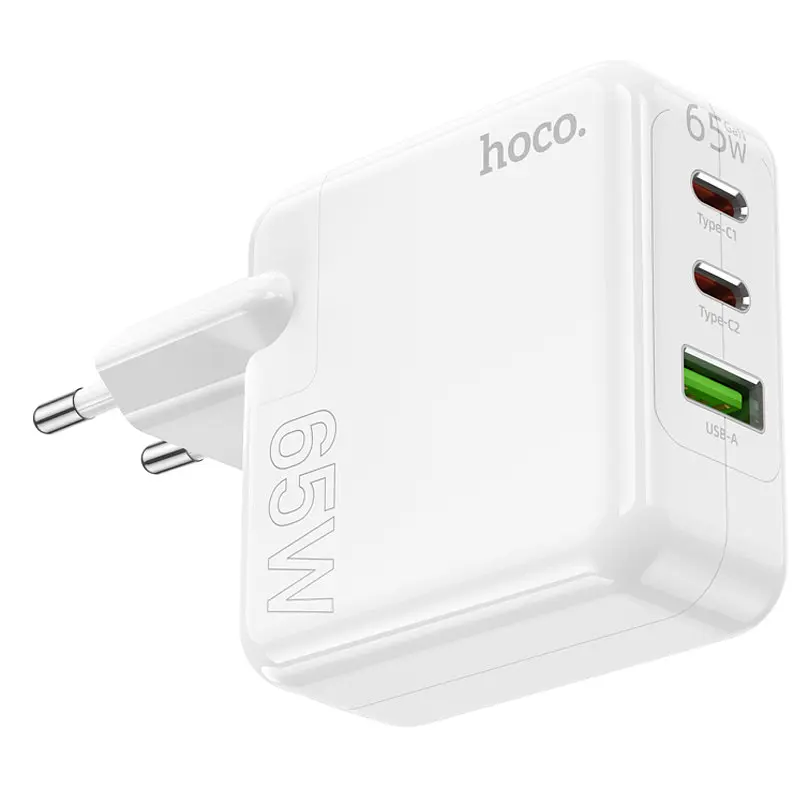 МЗП C115A Header PD65W+QC3.0 (1USB-A/2C) White Hoco teh0029632 - фото 3