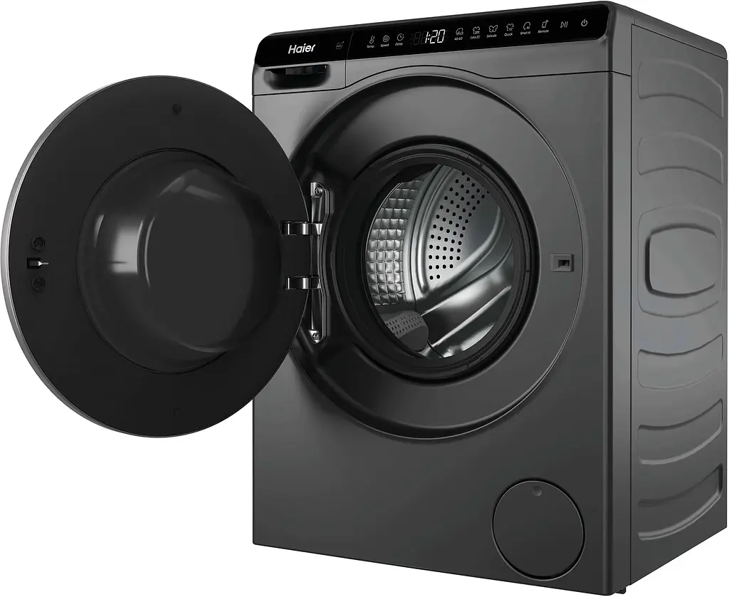 Haier Пральна машина фронтальна, 5кг, 1200, A, 42.3см, дисплей, інвертор, люк чорний, Wi-Fi, висота 70см, сріблястий - фото 7