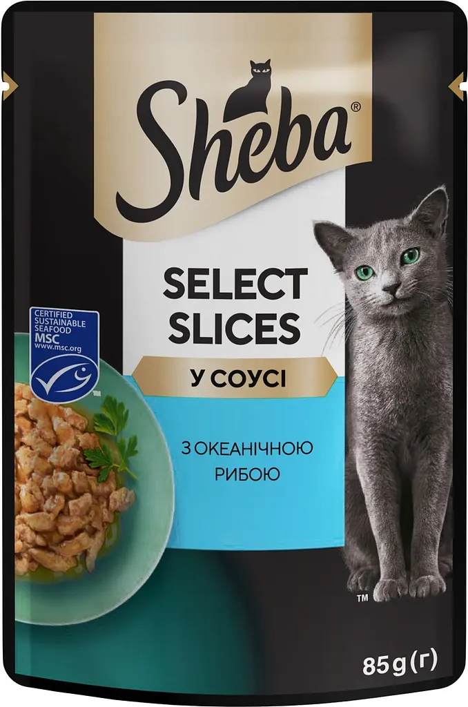 Влажный корм для кошек Sheba с океанической рыбой в соусе 2.38 кг (28 шт. х 85 г) - фото 2