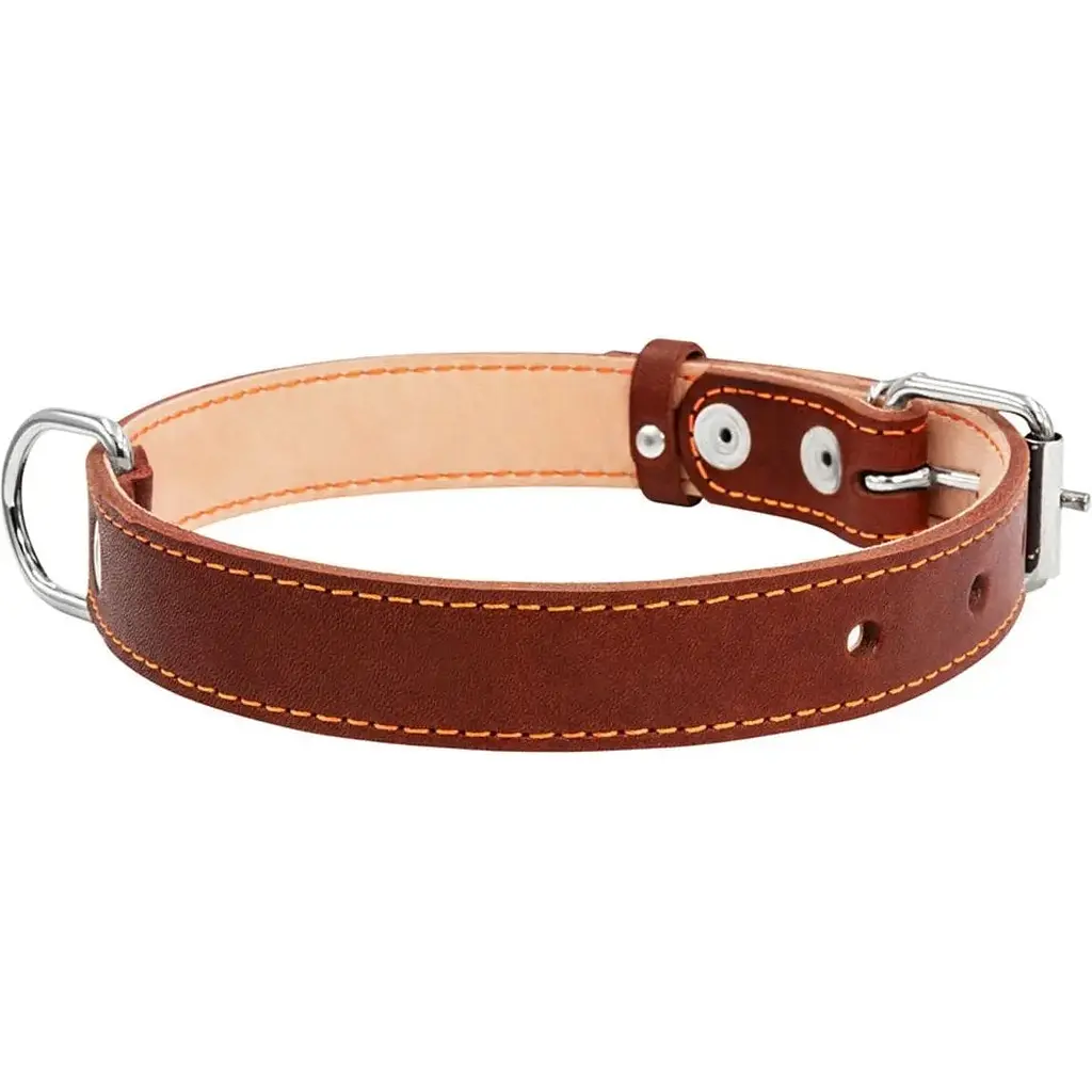 Нашийник подвійний Collar, шкіра, 38-50х2,5 см, коричневий - фото 3
