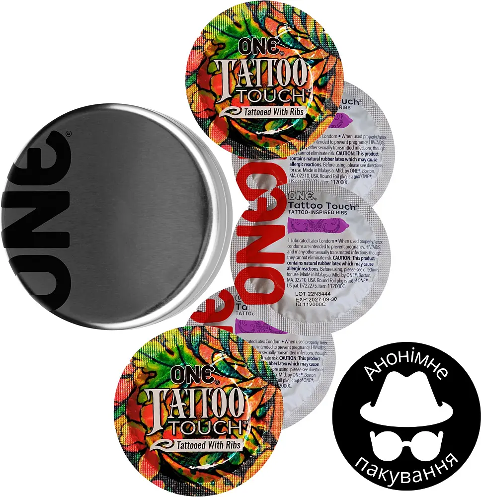 Презервативы One Tattoo Touch фиолетовые 5 шт. (ROZ6501051994) - фото 2