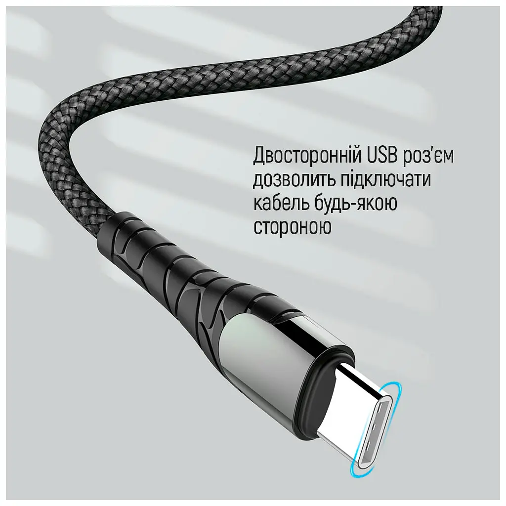 Дата кабель USB-C to USB-C 1.0m PD Fast Charging 65W 3А grey ColorWay (CW-CBPDCC040-GR) - фото 5