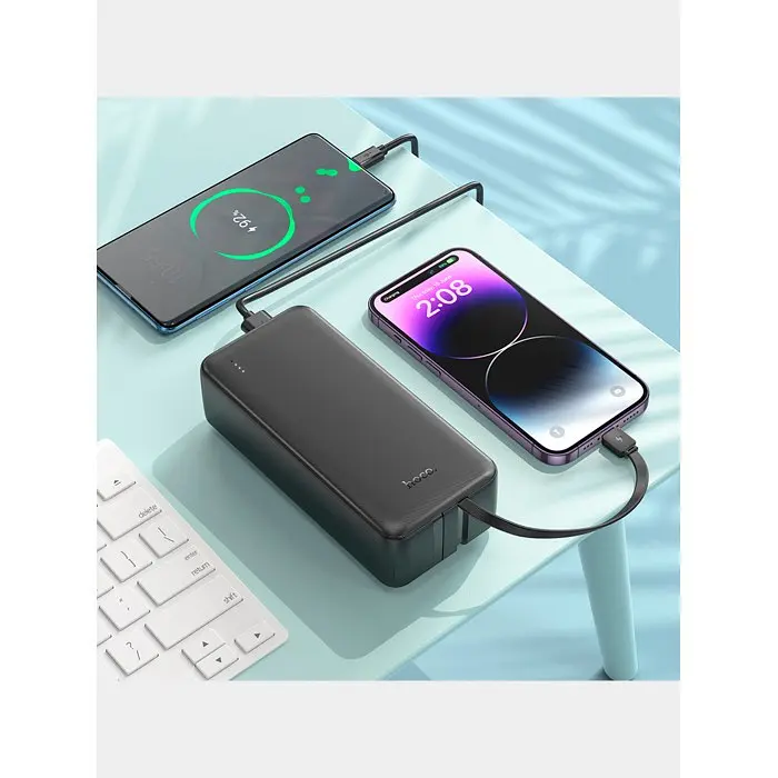 Повербанк чорний батарея 30000mAh зовнішній акумулятор Power bank HOCO J118B Speed ​​energy - фото 5