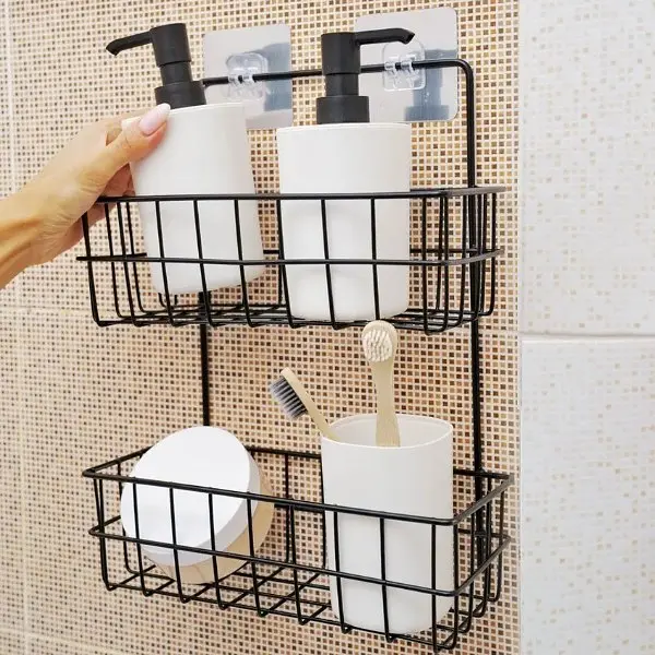 Настінна полиця-органайзер Stenson 25.5х10х33.5 см чорна (25584) - фото 6