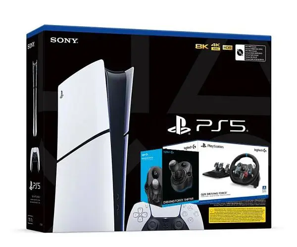 Игровая консоль Sony PlayStation 5 Slim Digital Edition + Руль и педали Logitech G29 Driving Force Racing Wheel + Рычаг переключения передач Logitech G Driving Force Shifter - фото 8