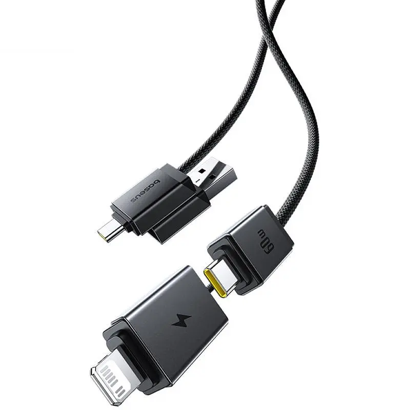 Дата кабель Baseus Versatile Two-for-Two USB/Type-C to Type-C/Lightning 60W (0.6m) (P10383000) Cosmic Black - фото 3
