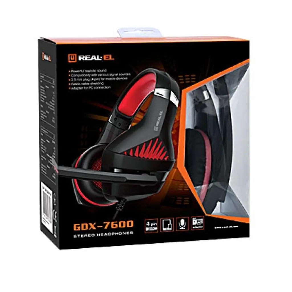 Навушники Real-El GDX-7600 Black/Red (EL124100028) - фото 8