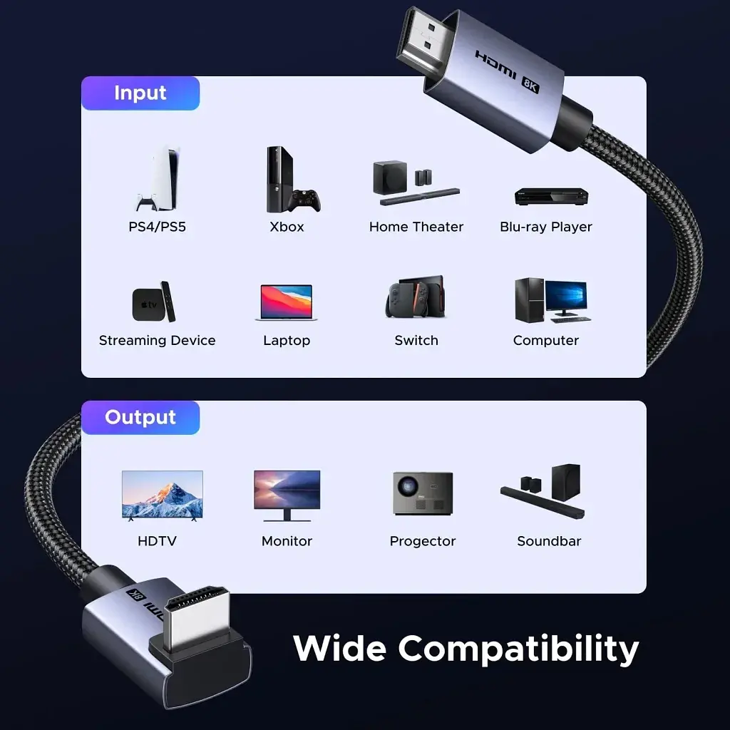 Кабель мультимедійний HDMI M to HDMI M 2.0m 8K60Hz 48Gbps braided black Ugreen (85169) - фото 8
