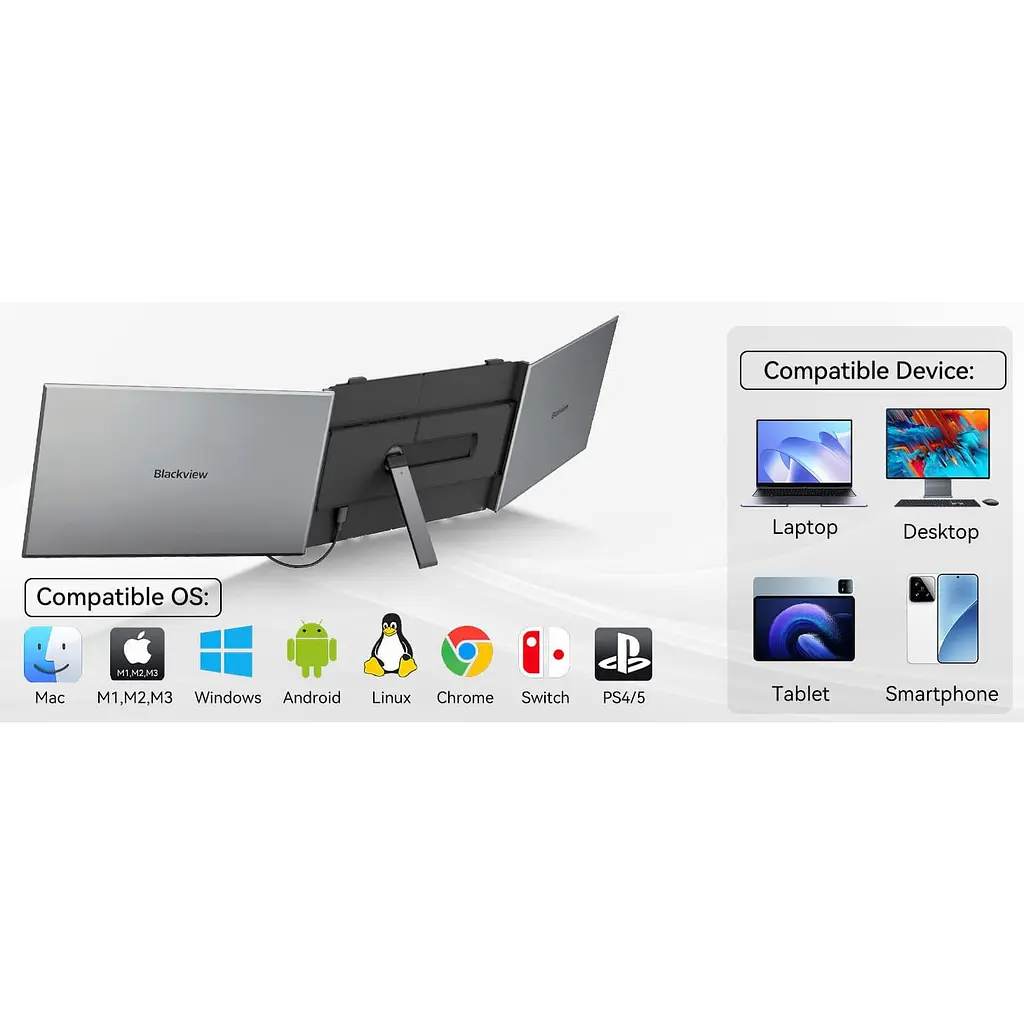 Монітор 14" Blackview DCM6Pro Dual Screen (BVDCM6PRO) 1920x1080 (FullHD) IPS 60 Hz - фото 10