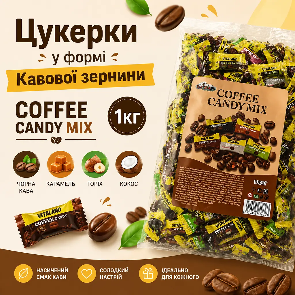 Цукерки Coffee Candy mix 1кг - фото 2