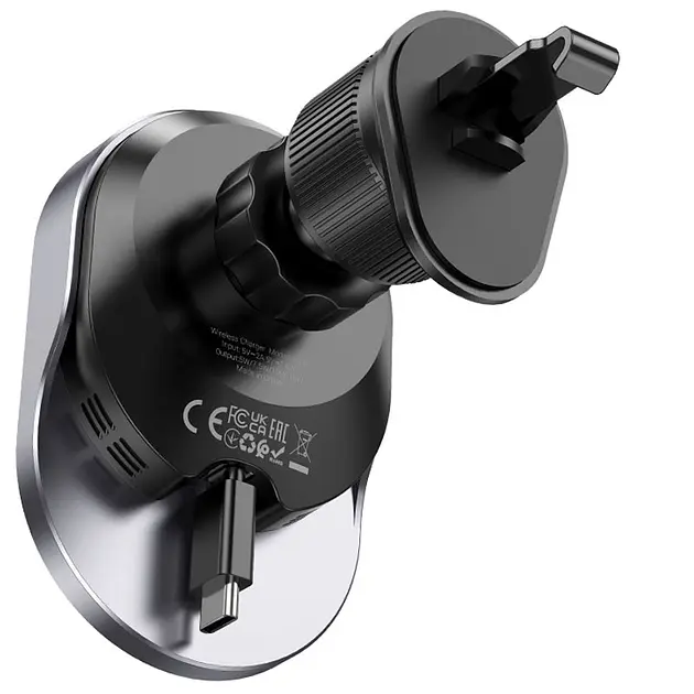 Тримач із бездротовим зарядним Hoco HW12 Guardian magnetic wireless air outlet 15W - фото 2