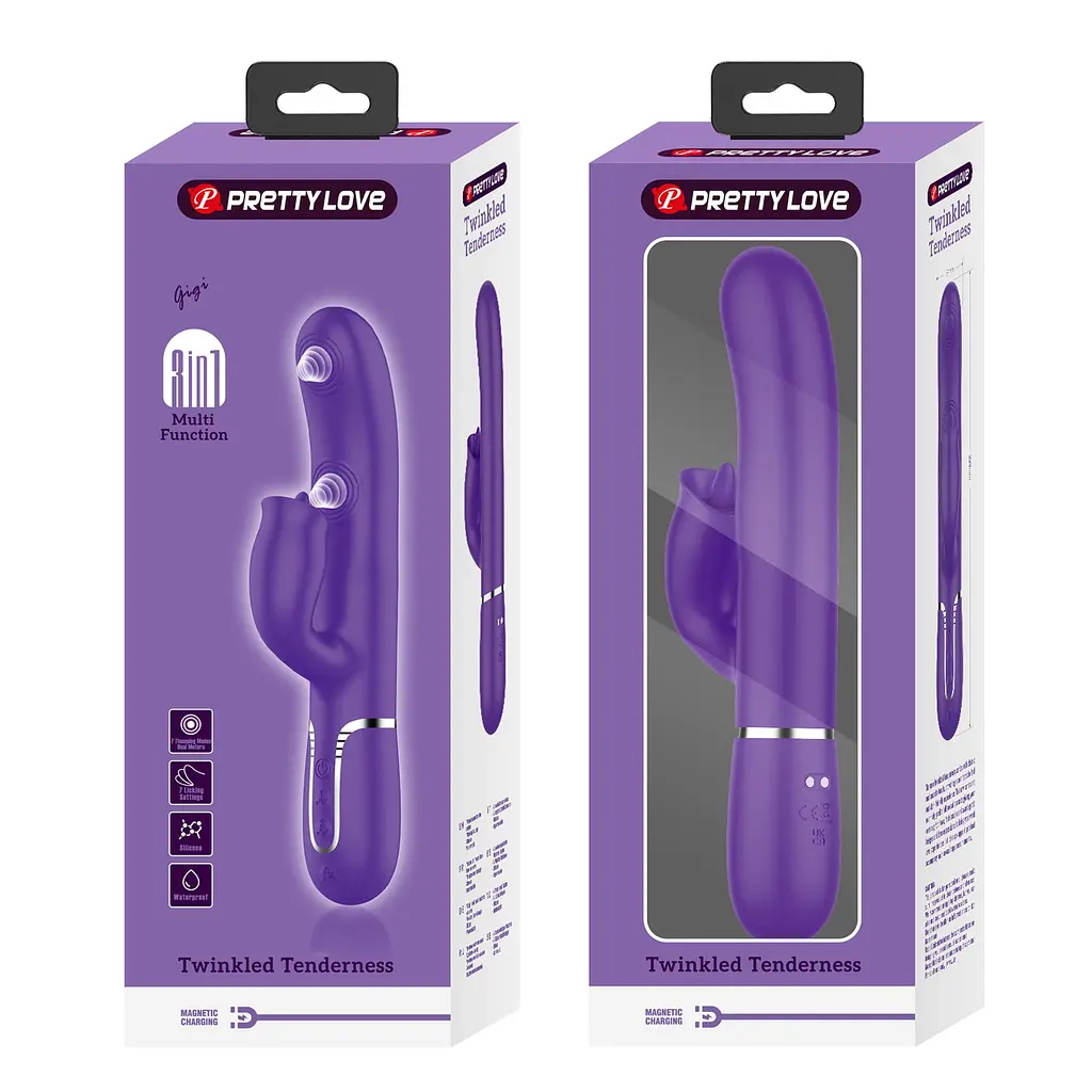 Вібратор PRETTY LOVE Gigi dark purple, 7 thumping functions 7 licking modes PRETTY LOVE BW-500035-2 100626 - фото 11