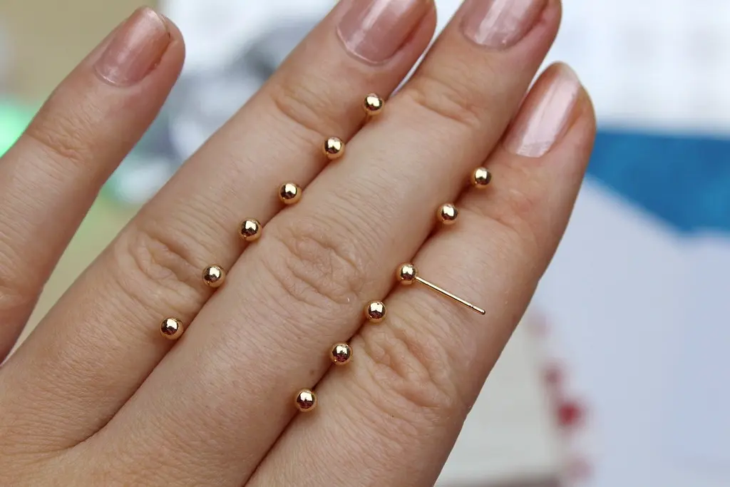 Сережки гвоздики Xuping Jewelry кульки 3 мм золотисті - фото 2