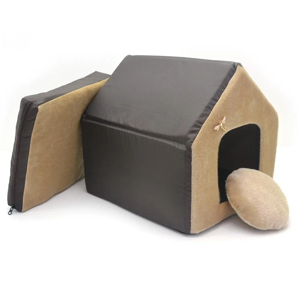 Будиночок для собак та котів Zoo-hunt Хутро коричневе №3 385х480х430 мм (ZH24553577-1) - фото 2