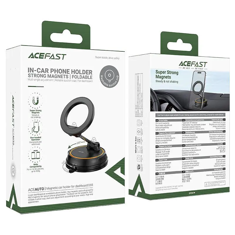 Автотримач для телефона Acefast D55 magnetic car holder for dashboard чорний - фото 2