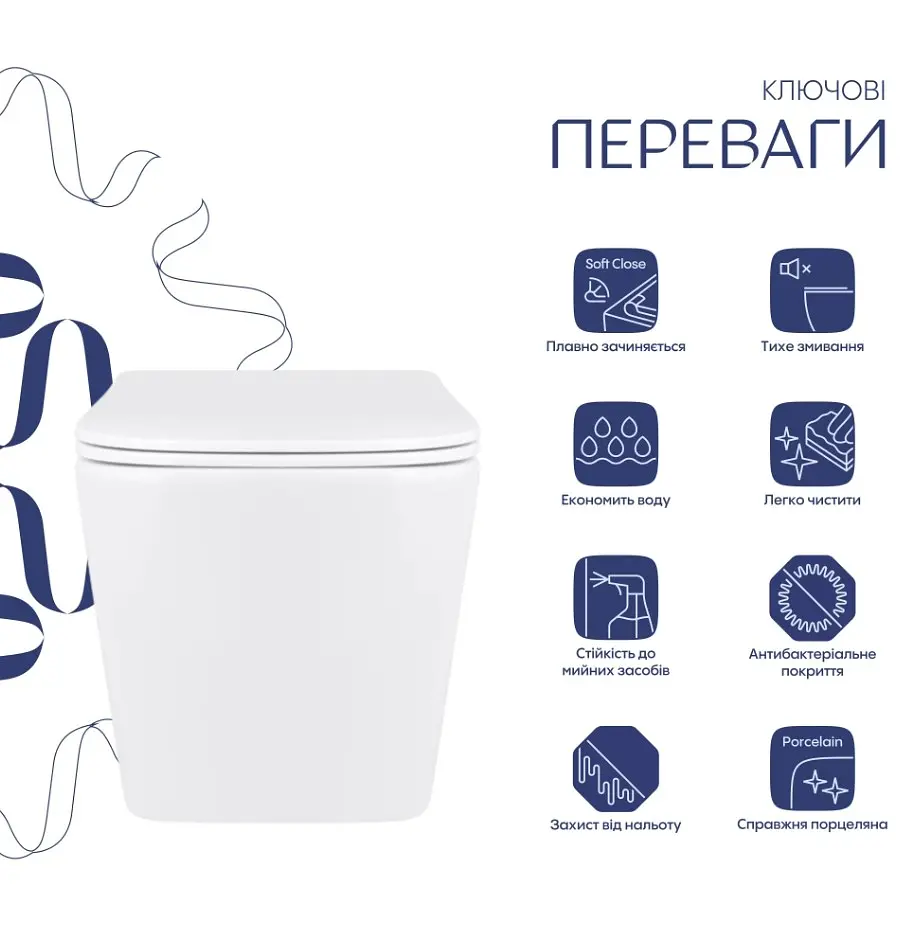 Унітаз підвісний Qtap Tern Ultra Quiet, з сидінням Slim Duroplast/ Soft-close/ Quick Release QT17332303AW - фото 2