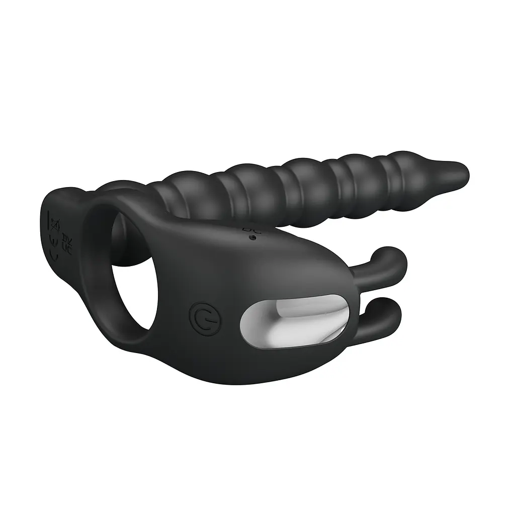 Кільце-насадка для подвійного проникнення - Pretty Love Blackney Vibrating Enhacer Black - фото 6