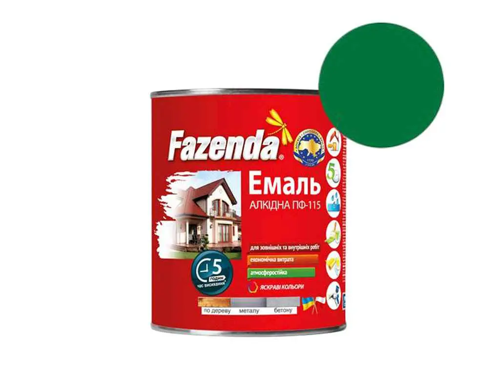 Емаль алкідна ПФ-115 FAZENDA зелений 2.8кг