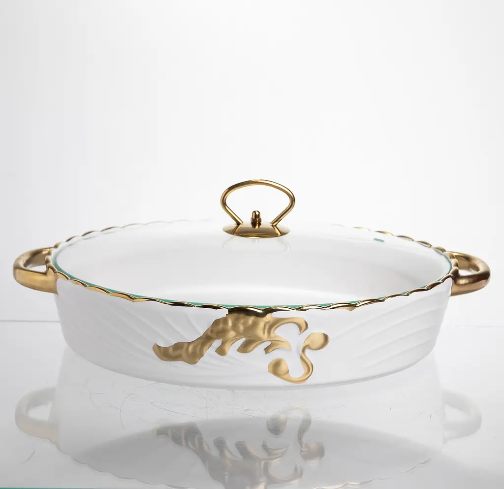 Марміт порцеляновий  Yiwu  Margaret 2 л 35х25 см зі скляною кришкою (YYSH1216) Yiwu YYSH1216 - фото 4