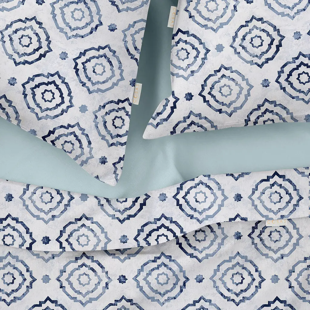 Комплект постельного белья Cosas Ornament CS5 Семейный серый (MoroccanDecor_58LightBlue_160x2) - фото 3