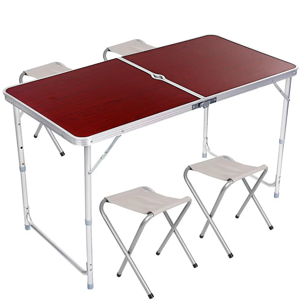 Розкладний стіл з 4 стільцями Folding Table для пікніка, риболовлі, дачі, 120х60 см Стіл-чемодан