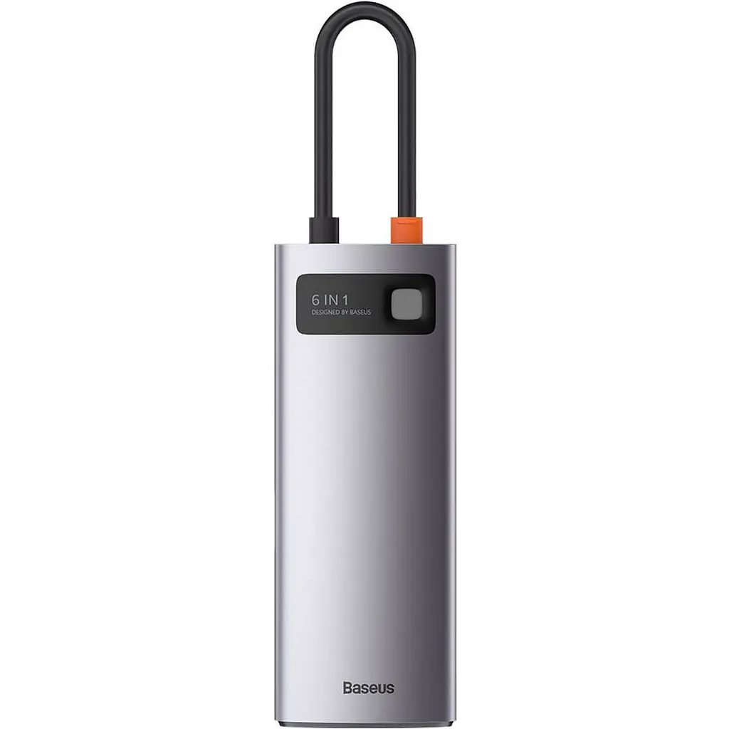 USB-хаб Baseus Metal Gleam Series 6-in-1 Multifunctional Type-C Hub Docking Station Space Gray (CAHUB-CW0G) [75252] - фото 2
