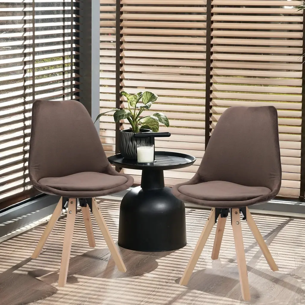 Стул Jumi Saida в скандинавском стиле с деревянными ножками коричневый - фото 12