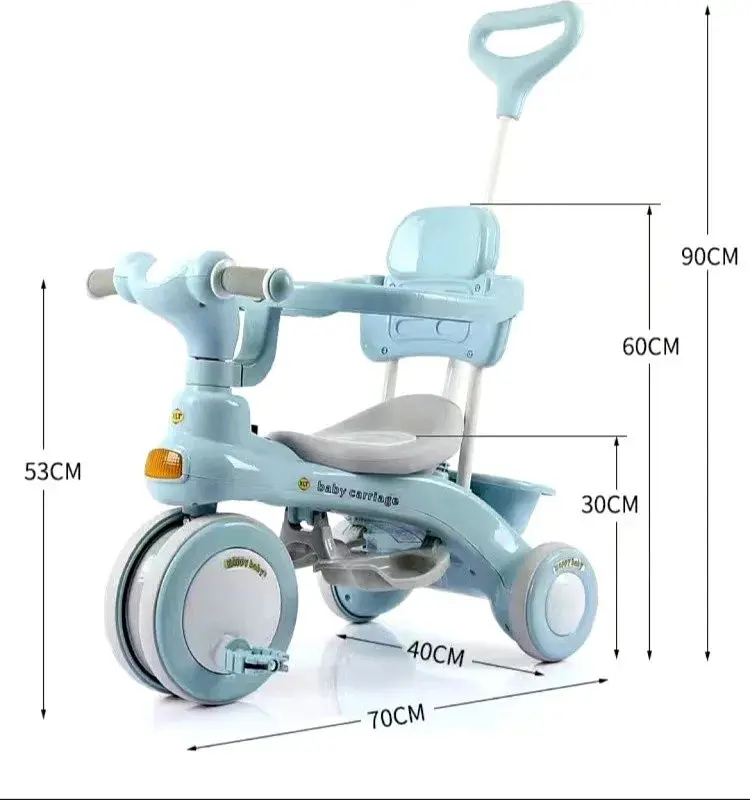 Дитячий триколісний велосипед Baby Carriage 588 блакитний з батьківською ручкою - фото 2