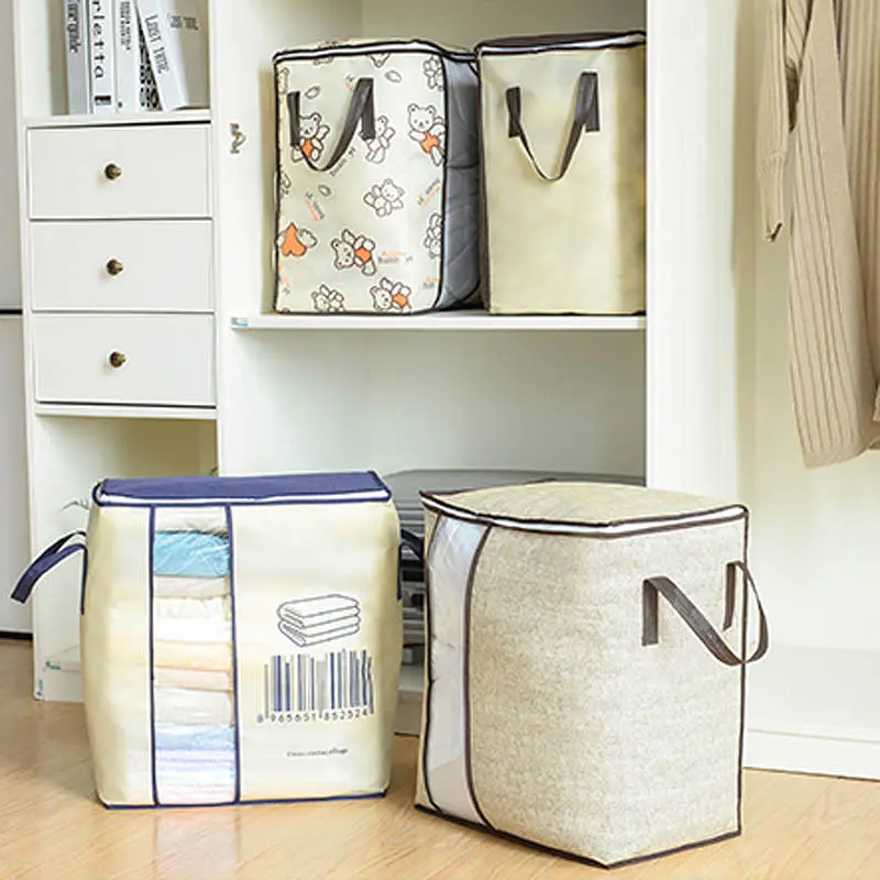 Органайзер – мішок для зберігання Classic Clothes Storage · Складаний кошик для білизни та одягу з кришкою та ручками - фото 6