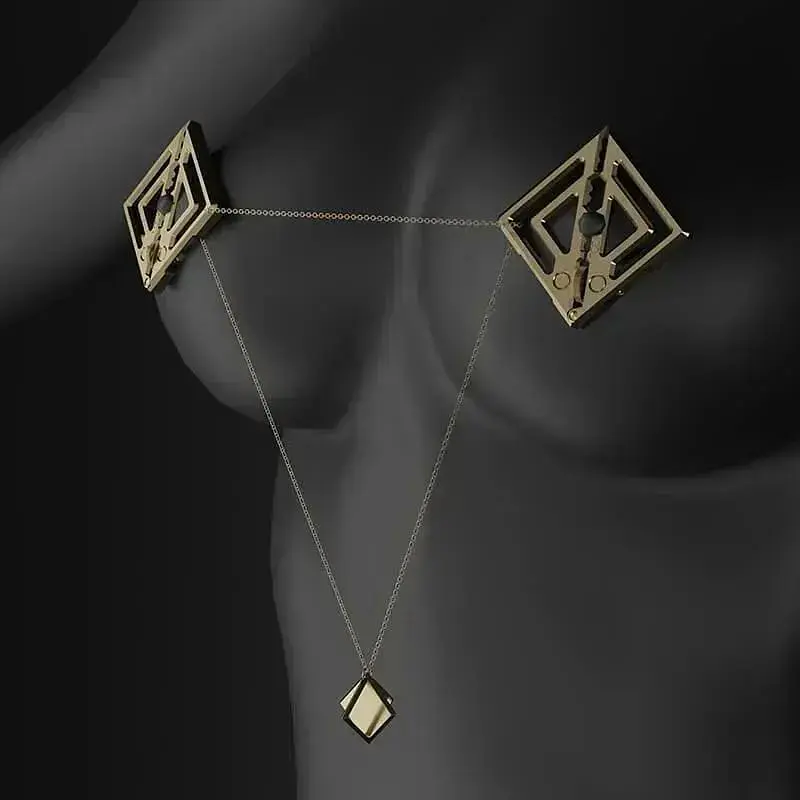 Затискачі для сосків з легкої підвіскою Lockink Adjustable Nipple Clamps With Light Pendant - Golden - фото 9