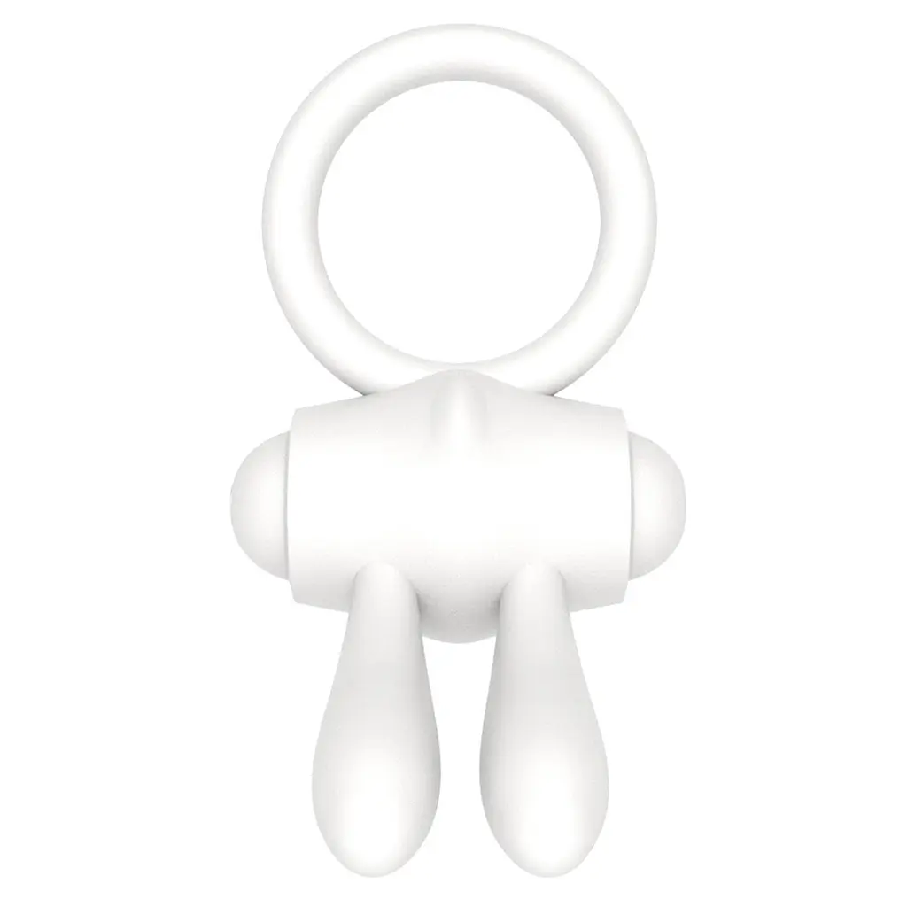Эрекционное кольцо с вибрацией Lovetoy Power Clit 7.5 см белый - фото 2