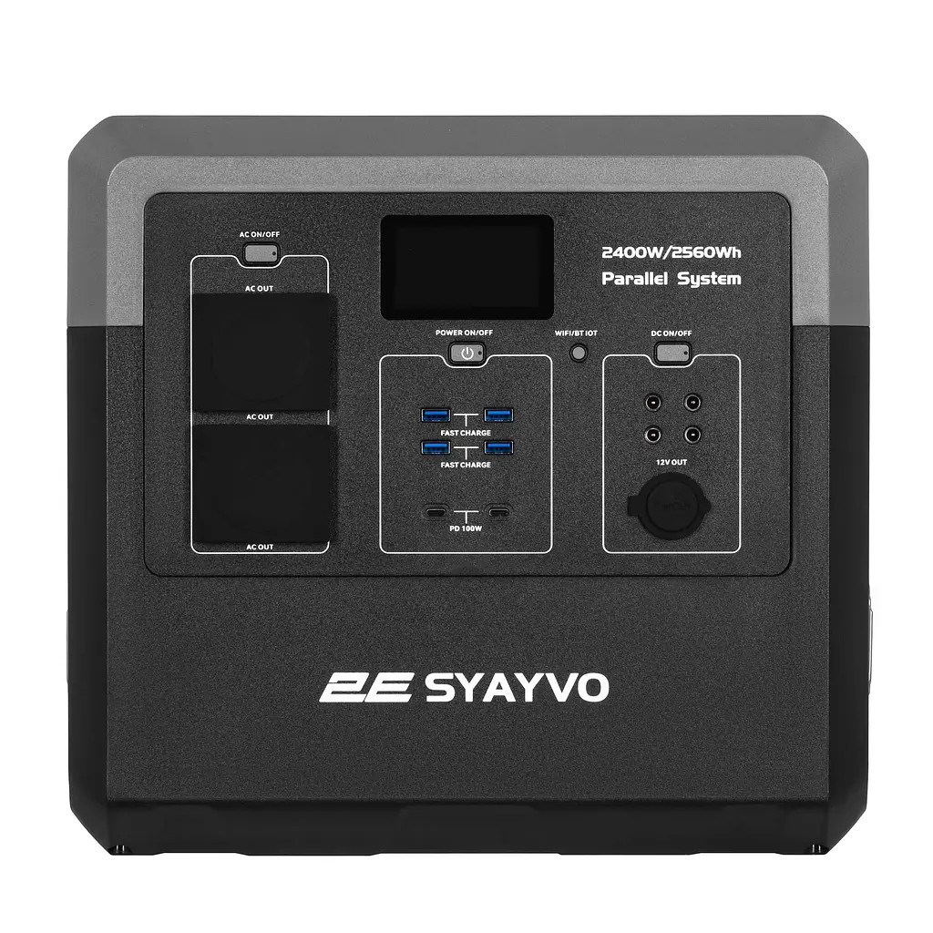 2E Портативна електростанція Syayvo 2400 Вт, 2560 Вт/год, WiFi/BT, паралельне підключення, швидка зарядка - фото 8