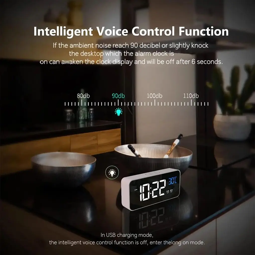 Будильник Latec цифровий з великим світлодіодним дисплеєм температури, годинник з 10 звуками - фото 7