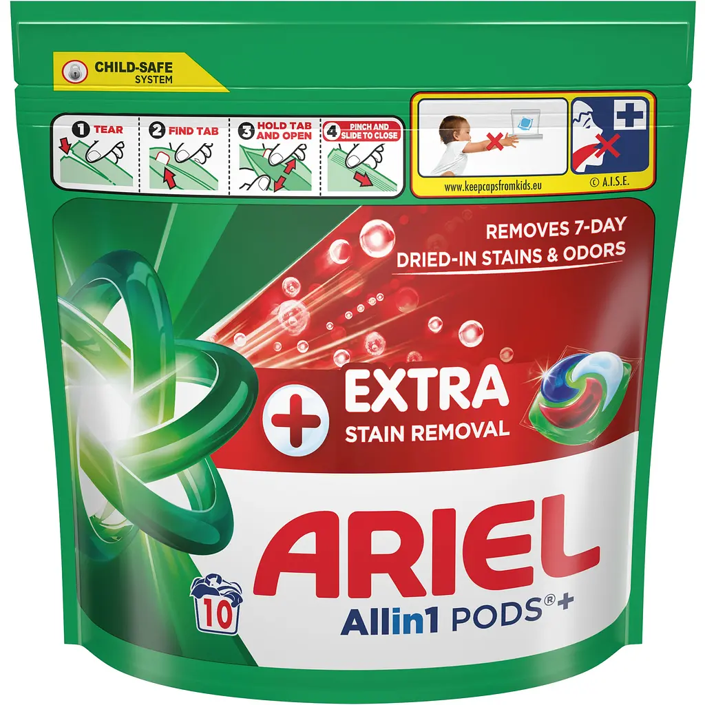 Капсулы для стирки Ariel Все в 1 Экстрасила выведение пятен 10 шт. - фото 2