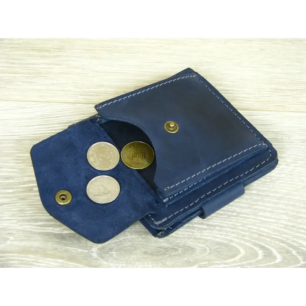 Кошелек GS кожаный синий - фото 4