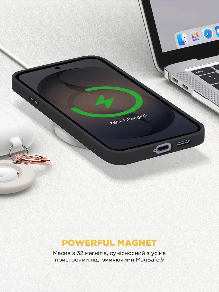Силиконовый чехол с MagSafe для Samsung Galaxy S26 5G, ICON2 MagCase, черный, противоударный, панель с мягкой подкладкой, защита всего корпуса, поддержка беспроводной зарядки, совместим с защитными стеклами и пленками, ArmorStandart (ARM88788) - фото 8