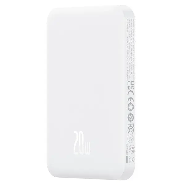 Аккумулятор внешний магнитный Baseus Magnetic Mini Wireless Fast Charge 20W 5000 mAh белый P10022107223-00 - фото 2