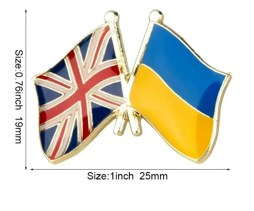 Подвійний значок-пін «Україна – Велика Британія» 25 × 19 мм (00101) - фото 2