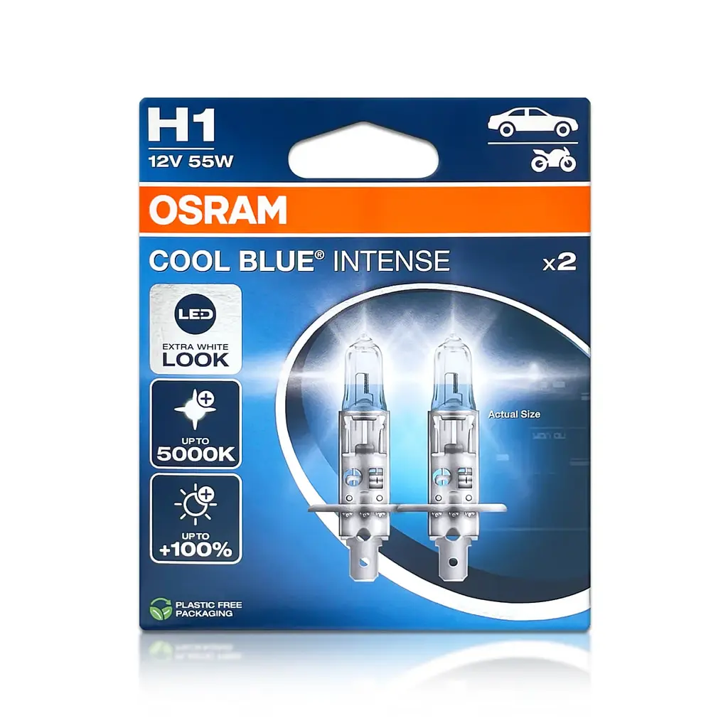 Комплект галогенових ламп OSRAM H1 64150CBN-2HB Cool Blue Intense NG +100% 5000K 55W 12V P14.5s (2 шт) - фото 3
