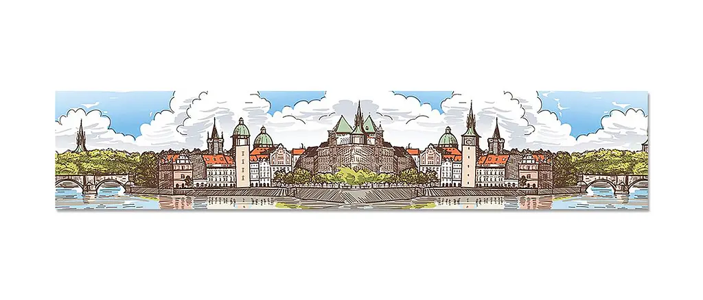 Кухонний фартух Фортеця вінілова наклейка ПВХ малюнок олівець замок місто Коричневий Happy Pocket Z180802 - фото 7