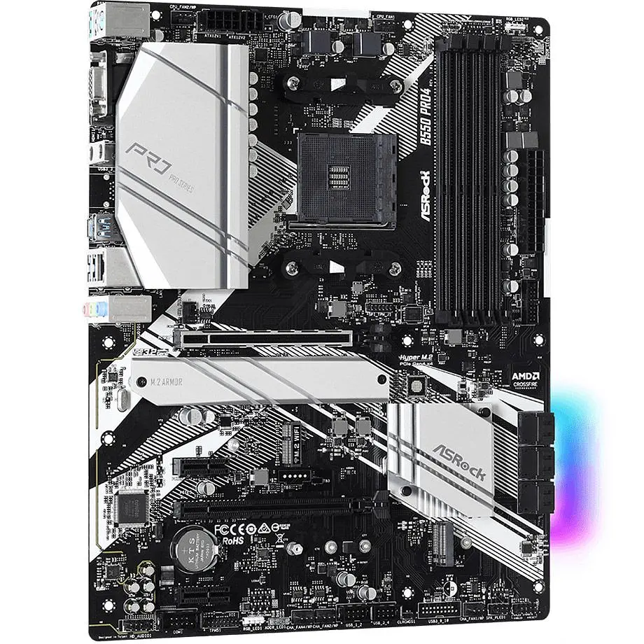 ASRock B550 Pro4 (AM4/B550, 4*DDR4, 2xPCIex16, HDMI/VGA, 6xSATAІІІ, 3xM.2, GLan, 7.1ch, ATX) (B550 Pro4) - фото 4