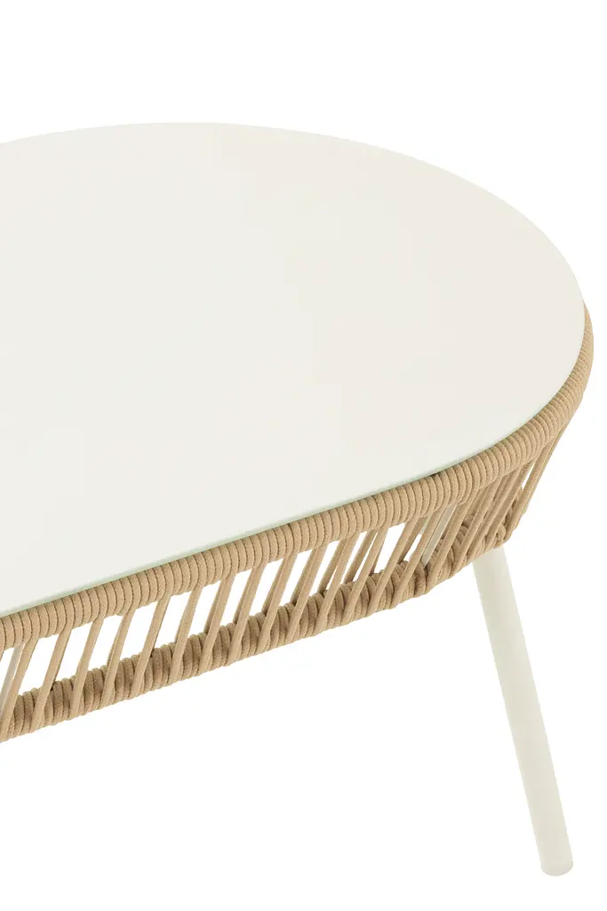 Кавовий стіл для вуличної зони J-line овальний із ротанга зі скляною стільницею (52254) - фото 4