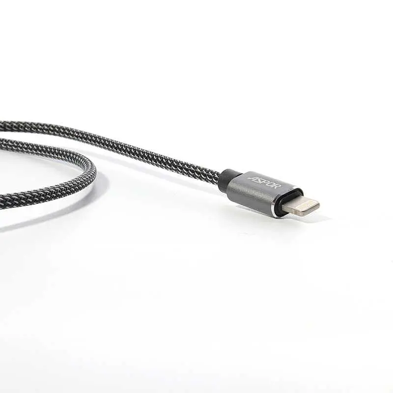 Кабель Aspor A132 Nylon USB – Lightning 2.4A/1.2м- чорний - фото 3
