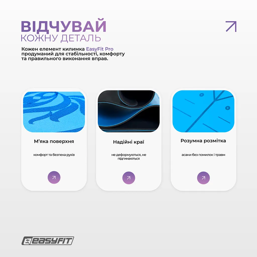 Килимок для йоги професійний EasyFit Pro каучук 5 мм Блакитний (EF-1925-BL) - фото 10