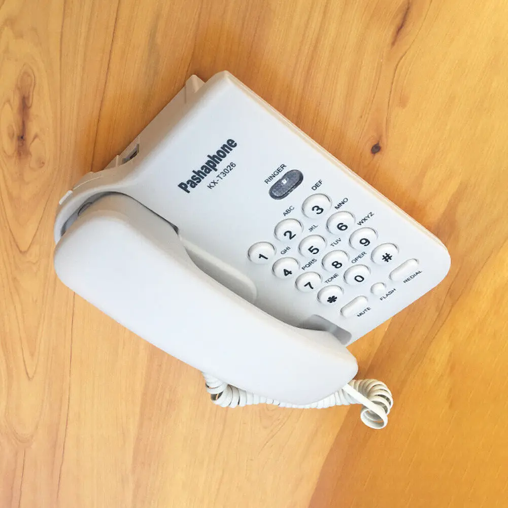 Настольный телефон Pashaphone KX-T3026 Большие кнопки Многофункциональный в белом цвете - фото 2