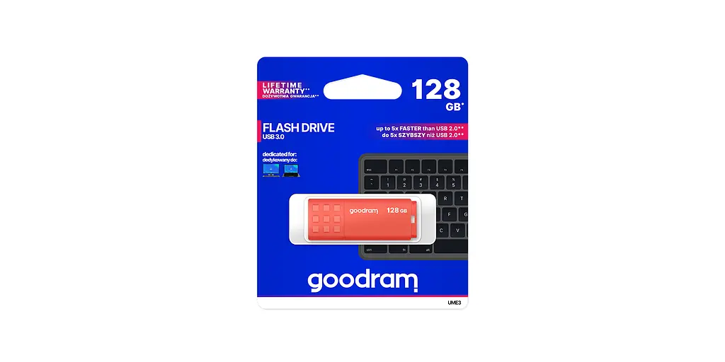 USB Flash GoodRAM 128GB USB 3.0 UME3 Orange, Retail - фото 2