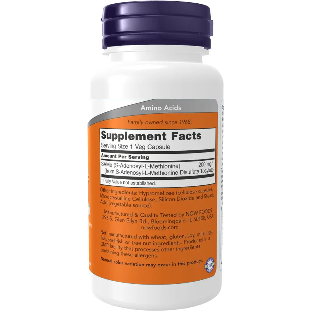 S-аденозилметионин Now Foods SAMe 200 мг 60 капсул - фото 2