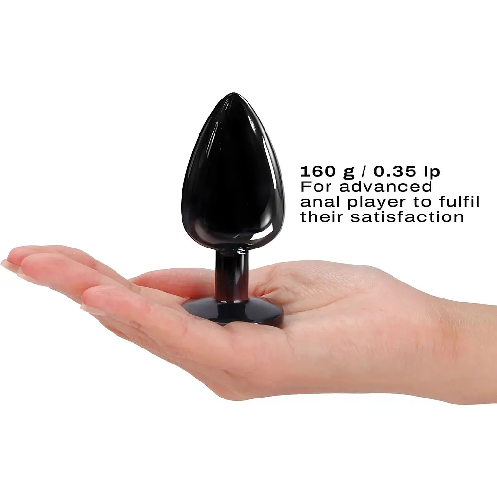 Металева анальна пробка з кристалом Dorcel Diamond Plug Black L - фото 3